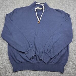 Collars & Co. Pullover Mens XL Pure Cotton Navy Blue Quarter Zip
